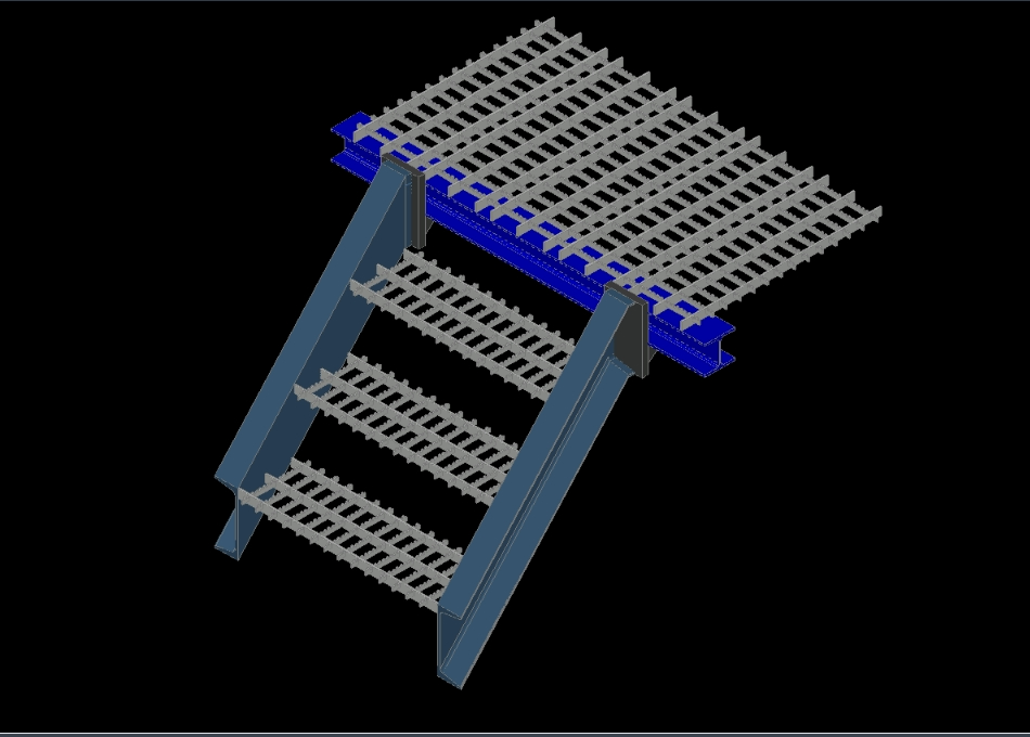 Ladder connection with grating