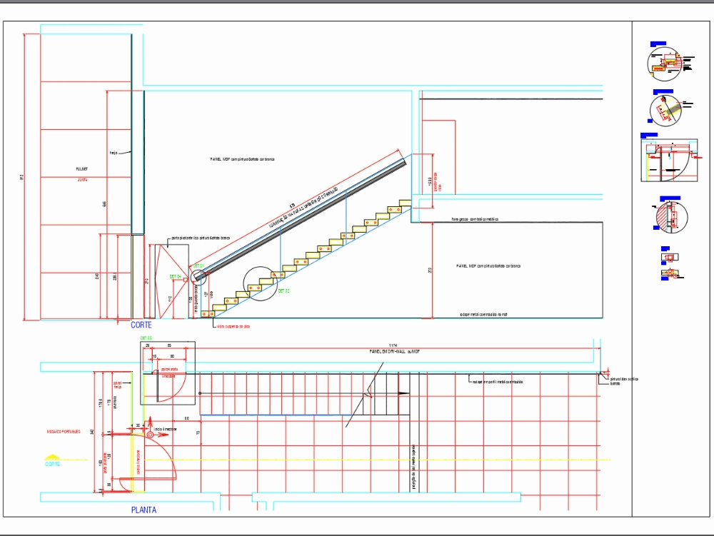 Bloc autocad escalier droit
