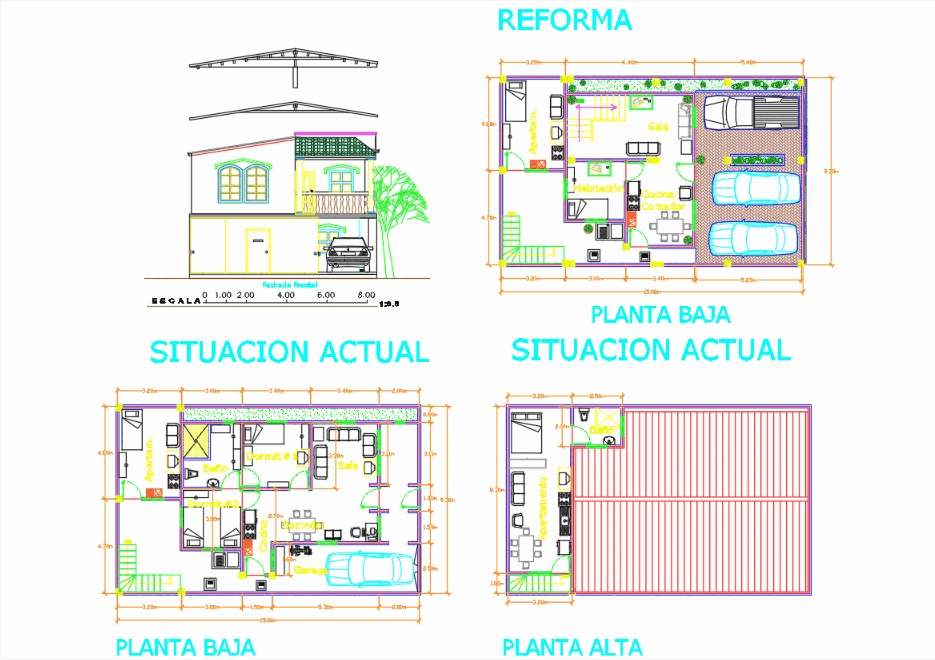 Secretario superficie Excelente Plano arquitectonico casa 2 plantas en AutoCAD | CAD (445.4 KB) | Bibliocad