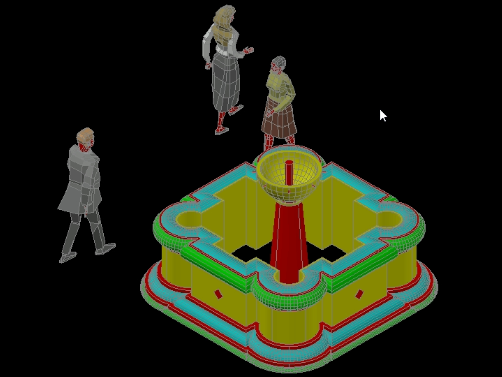 Colonial fountain in 3d.