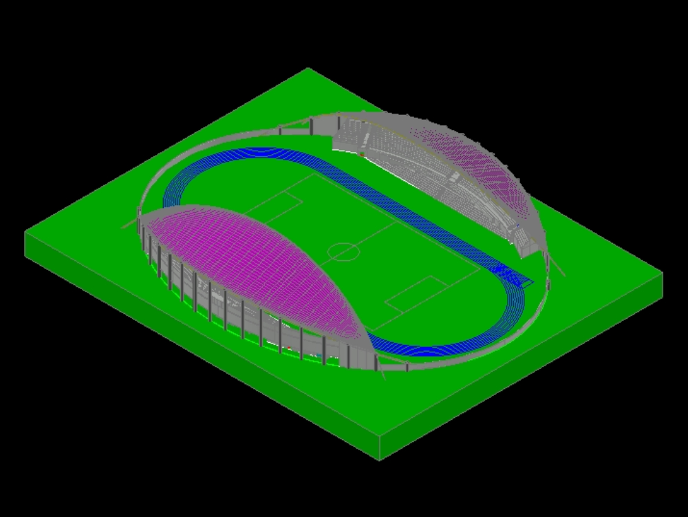 Fußballstadion in 3D.
