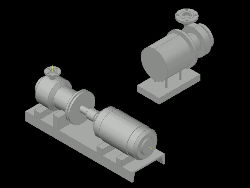 Trois fichiers dans 3d - pompes centrifuges - réservoirs coniques - échange horizontal et vertical de chaleur