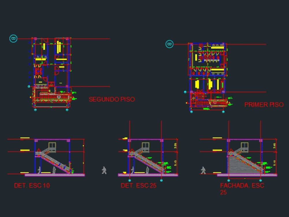 Escalera de servicio en AutoCAD | Descargar CAD (369.53 KB) | Bibliocad