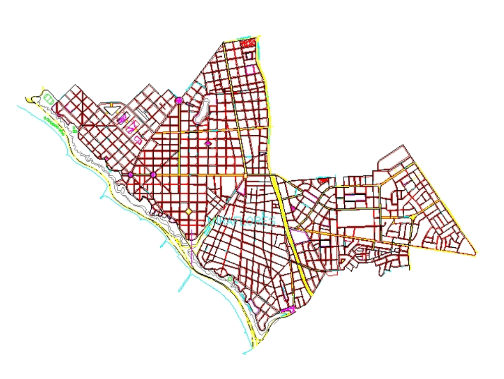 Mapa urbano de Miraflores, Lima - Peru.
