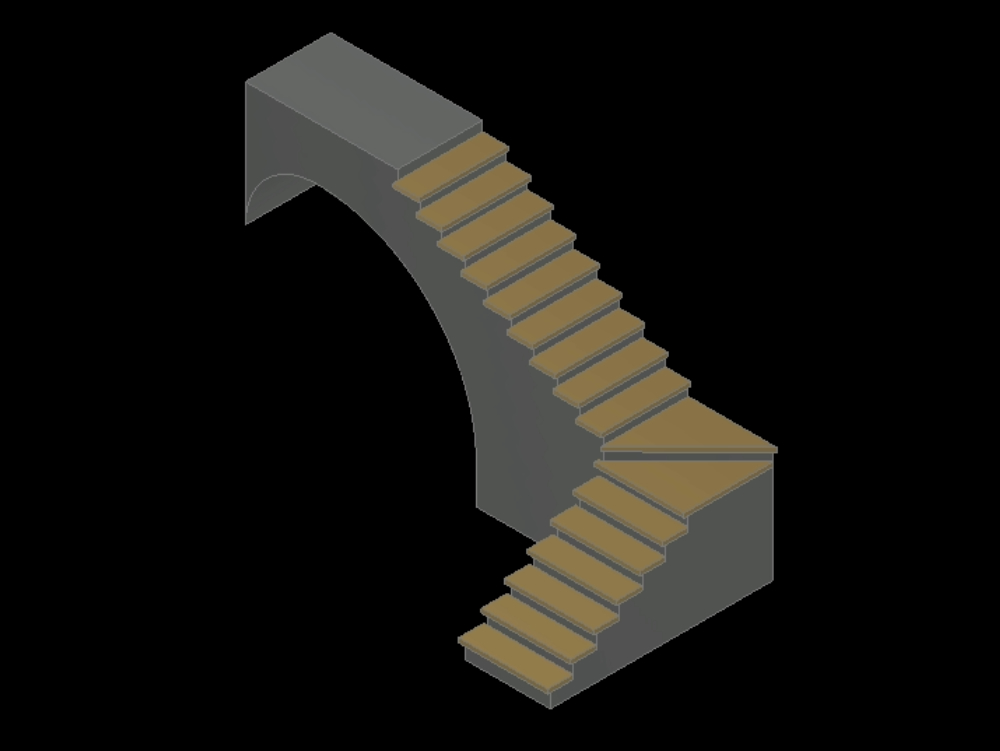Staircase over arch in 3d.