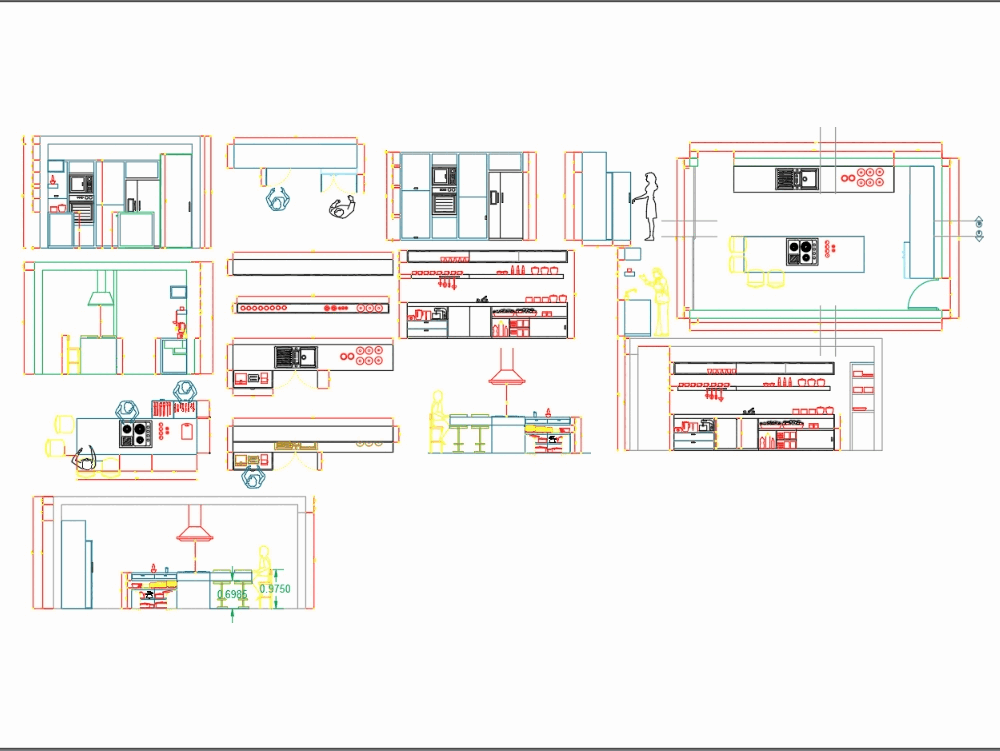 Functionality of the kitchen in AutoCAD | CAD (616.15 KB) | Bibliocad
