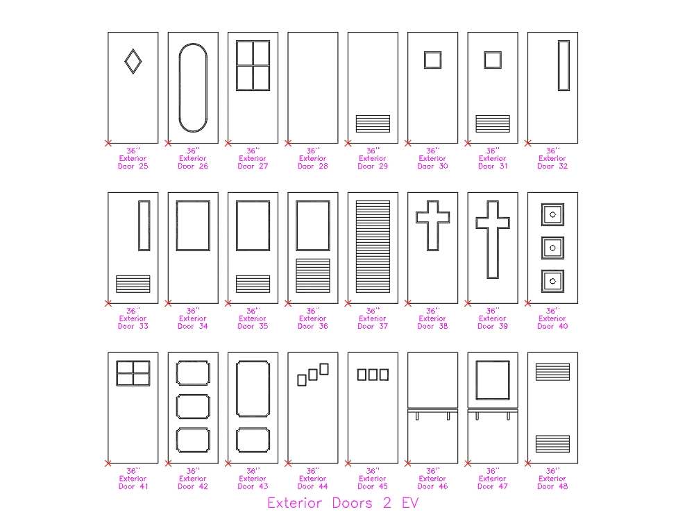 Exterior doors in AutoCAD  Download CAD free 37 38 KB 