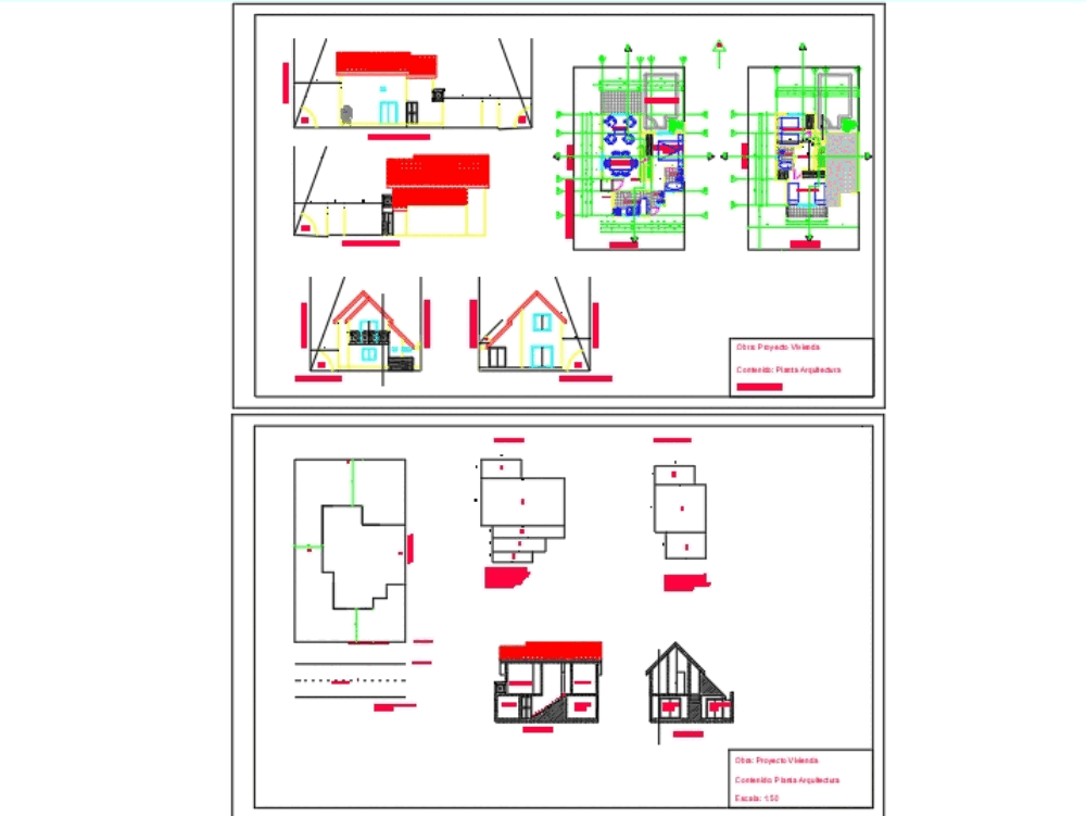 Plano arquitectura. casa dos pisos en AutoCAD | CAD ( MB) | Bibliocad