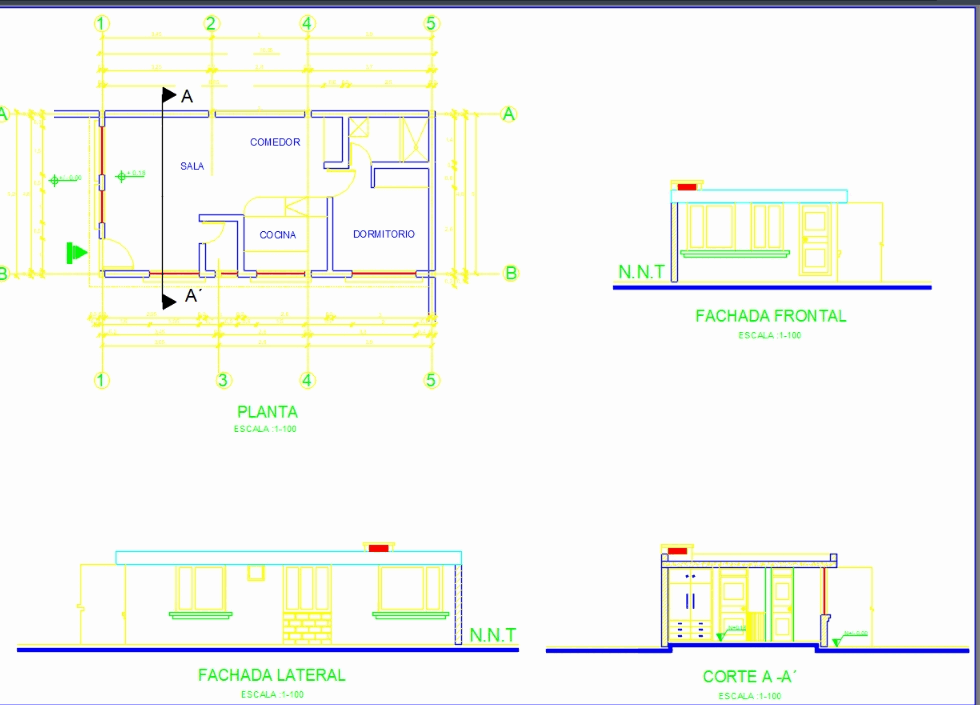 Casa de una planta en AutoCAD | Descargar CAD gratis (152.2 KB) | Bibliocad