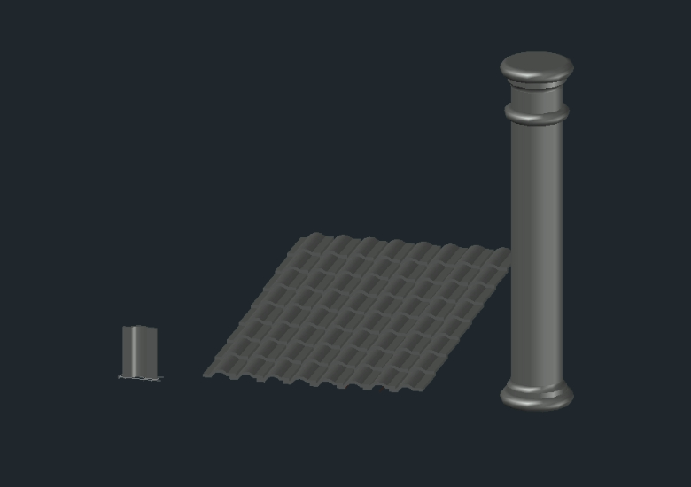 Tejas y columna 3D