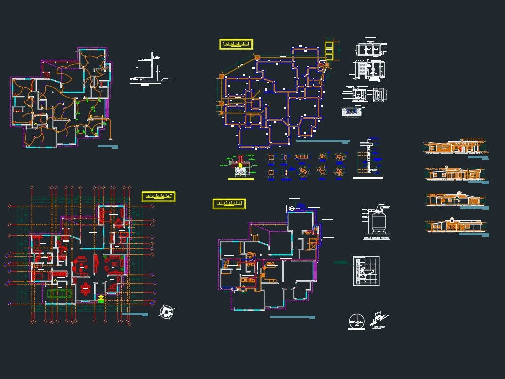 Casa habitacion 1 nivel en AutoCAD | Descargar CAD (1.12 MB) | Bibliocad