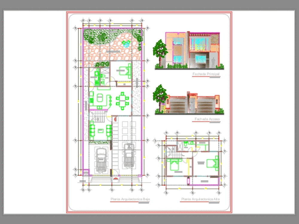 Casa habitacion dos niveles en AutoCAD | CAD (2.34 MB) | Bibliocad