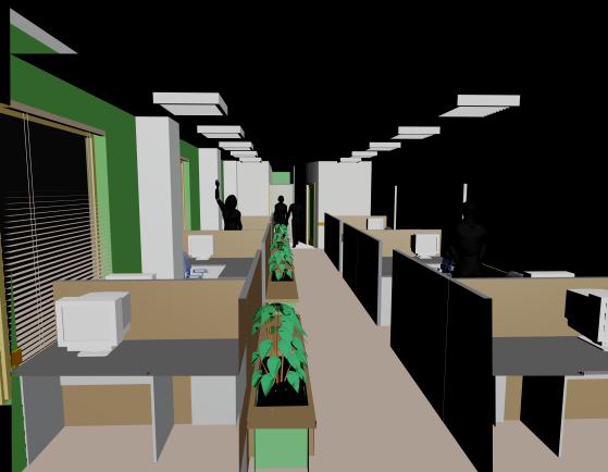 Interior office in 3d, remodel colonial building in Koolhaas city style