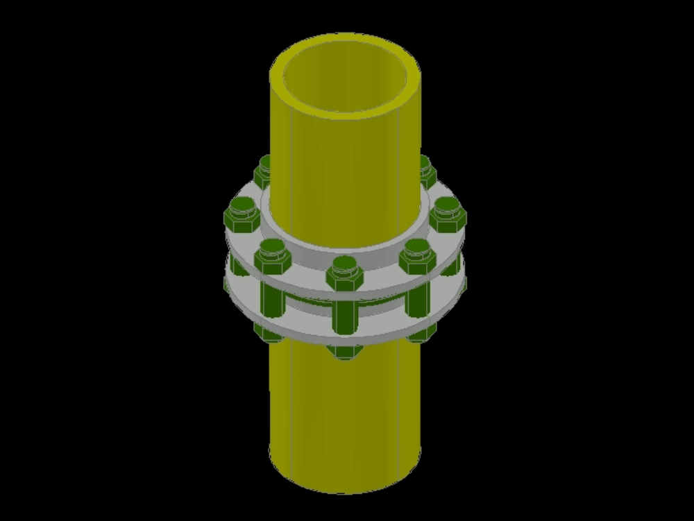 Flanges with bolts in 3d.