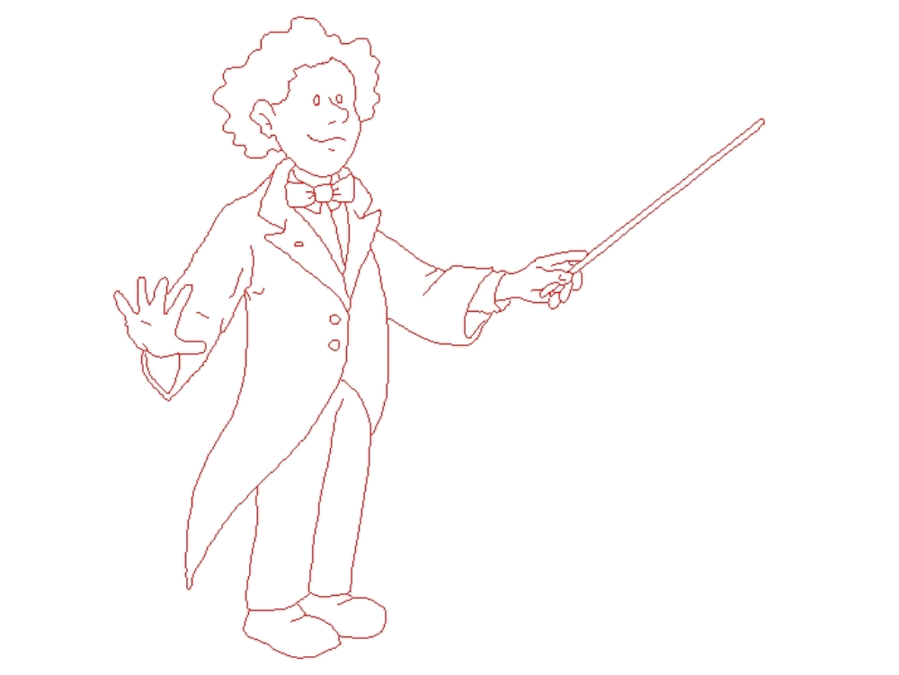 Drawing of director of infantile orchestra