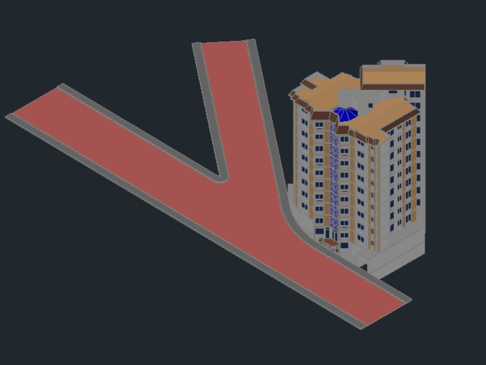 Immeuble de 14 étages en 3D