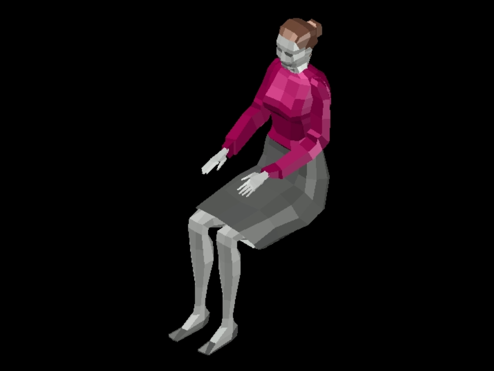 Mujer sentada en 3D.