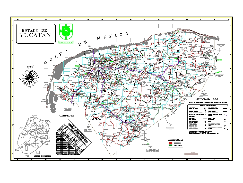 Mapa yucatan en AutoCAD  Descargar CAD gratis (906.04 KB 