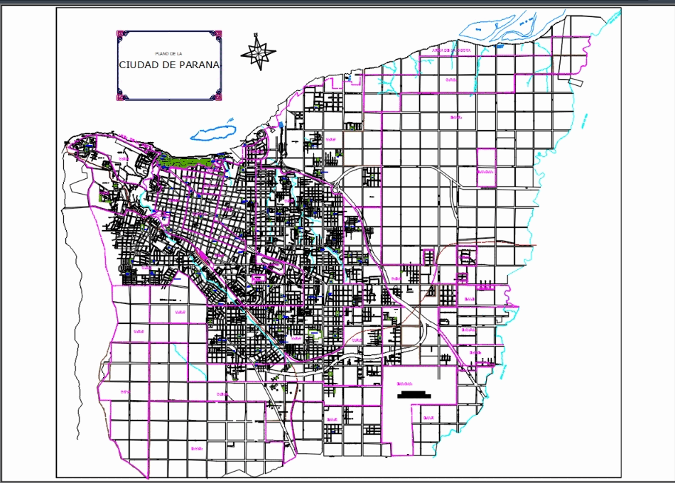 Map-- Parana City, Entre Rios, Argentina New Districts