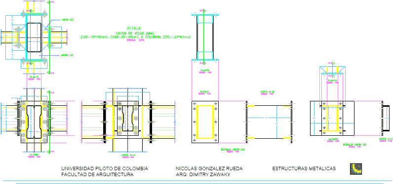 Detail der Säulen- und Metallträgerverbindung