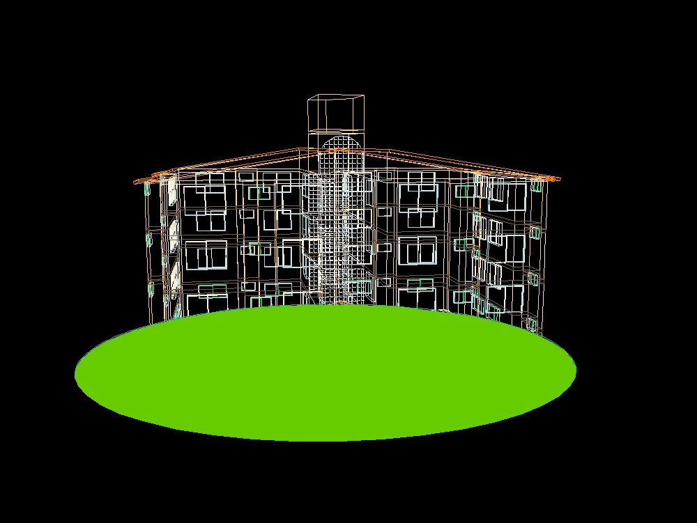 Edificio modelo en 3d con detalles