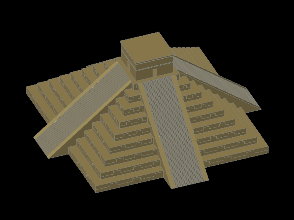 Kukulcan pyramid in 3d.