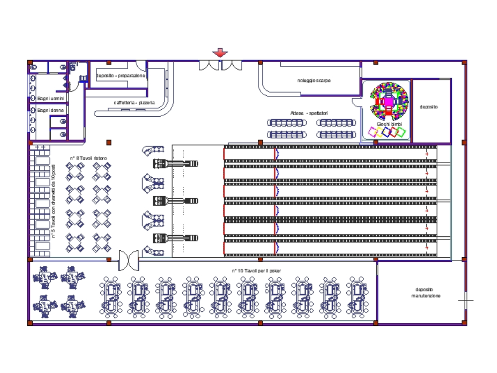 Boliche; Sala de jogos em AutoCAD