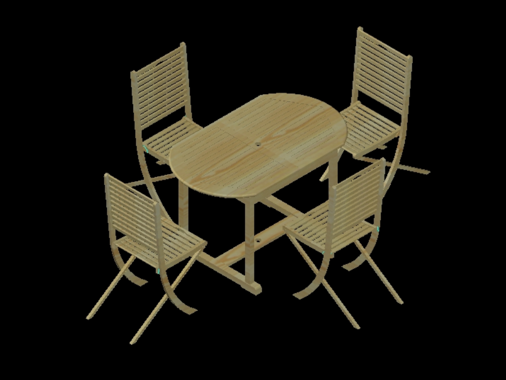 Table and garden's chairs 3d