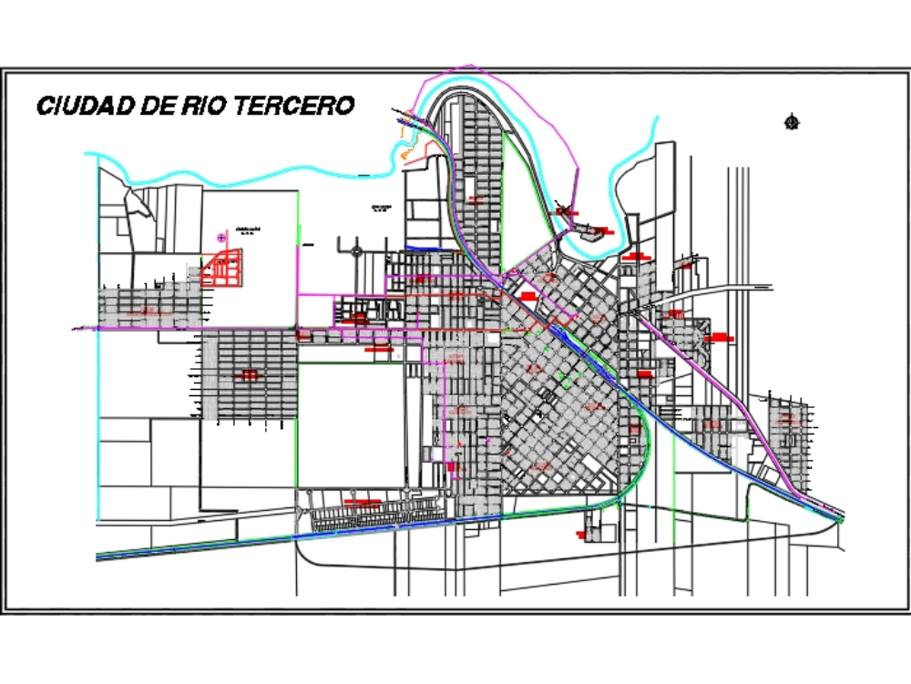 Map of the city of Rio Tercero-Cordoba