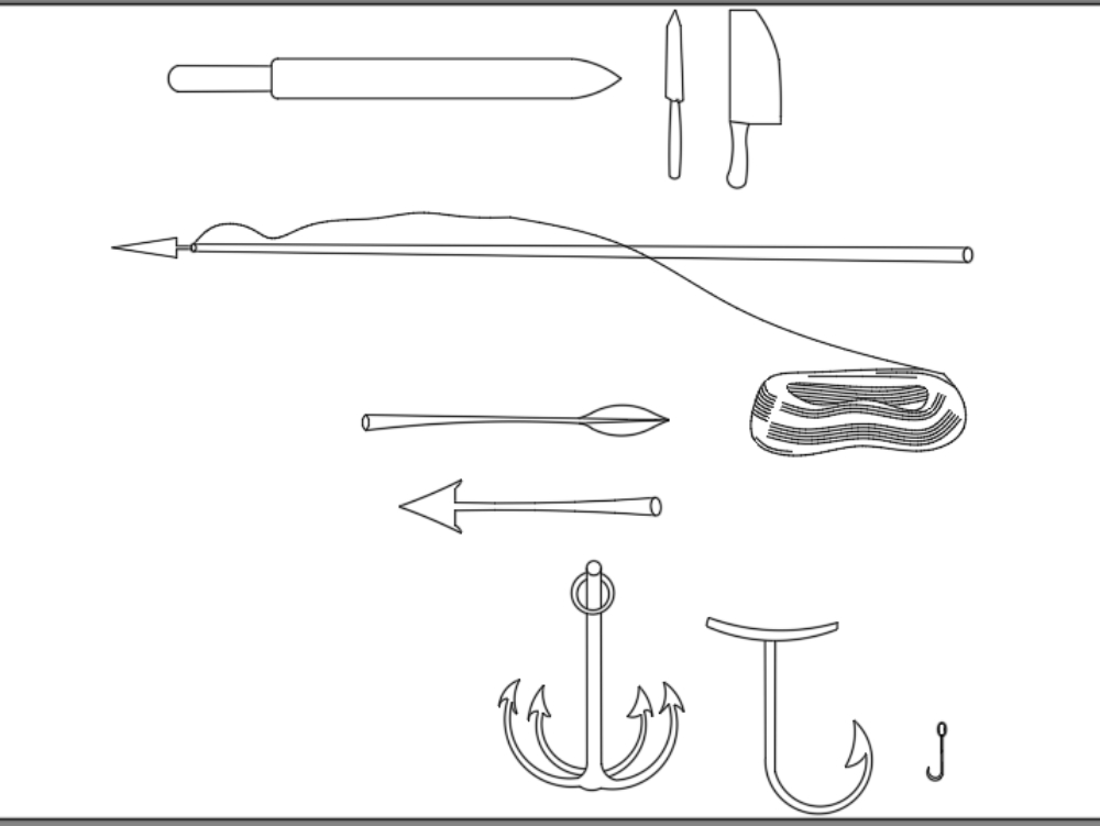 Fishing tools in AutoCAD, Download CAD free (31.31 KB)