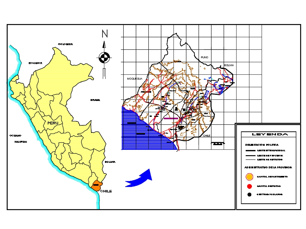 Mapa de localização de Tacna
