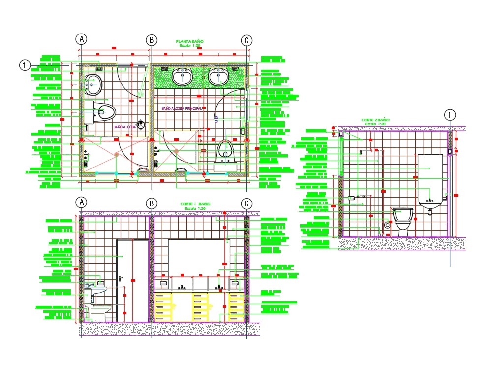 Detalle de bano en AutoCAD | Descargar CAD gratis (1.61 MB) | Bibliocad