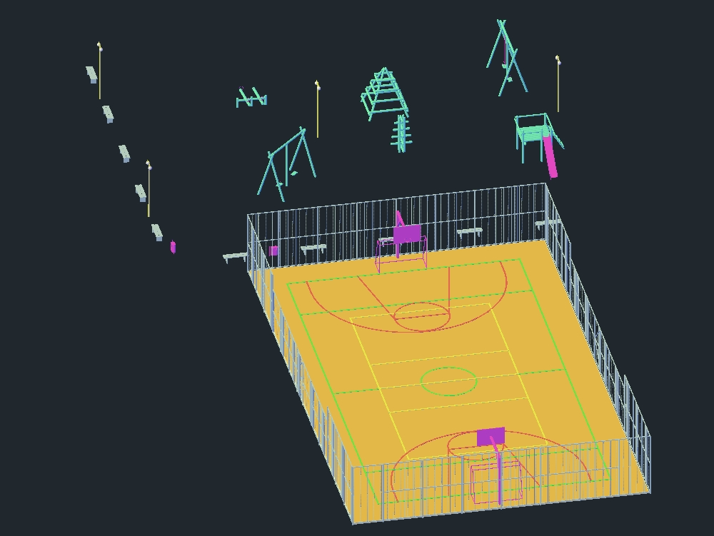 Square with 3d court