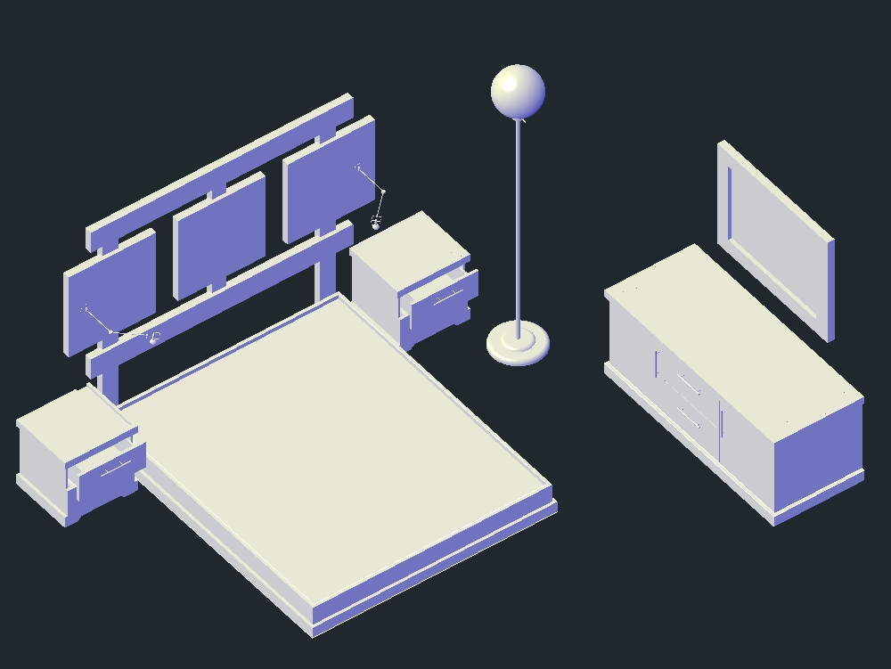 Mobiliario de habitación 3D