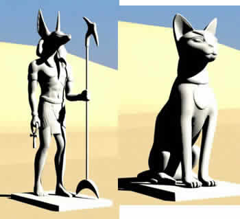 Eight Egyptian  sculptures