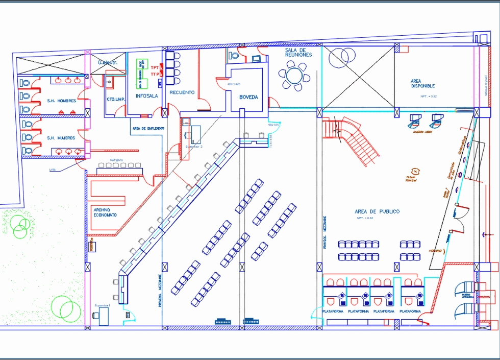 Bank Floorplan Design In Autocad Download Cad Free 107 03 Kb Bibliocad