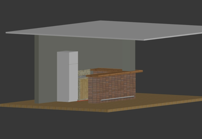 Kitchen Counter, American style, in 3d
