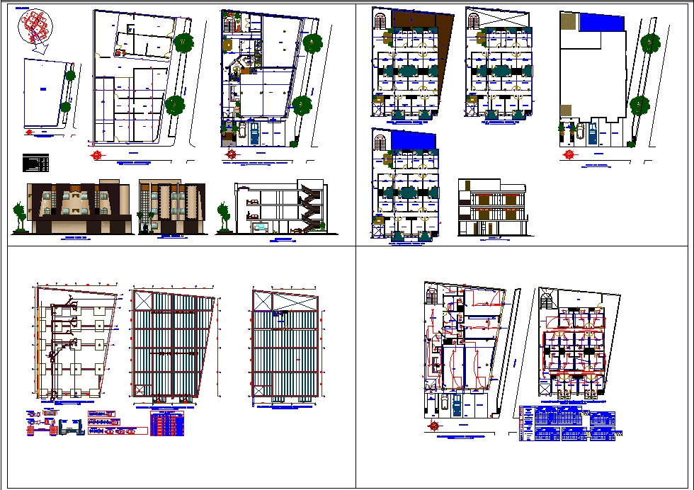 Hotel, 3 levels, plus retail shops in AutoCAD CAD (4.88 MB) Bibliocad