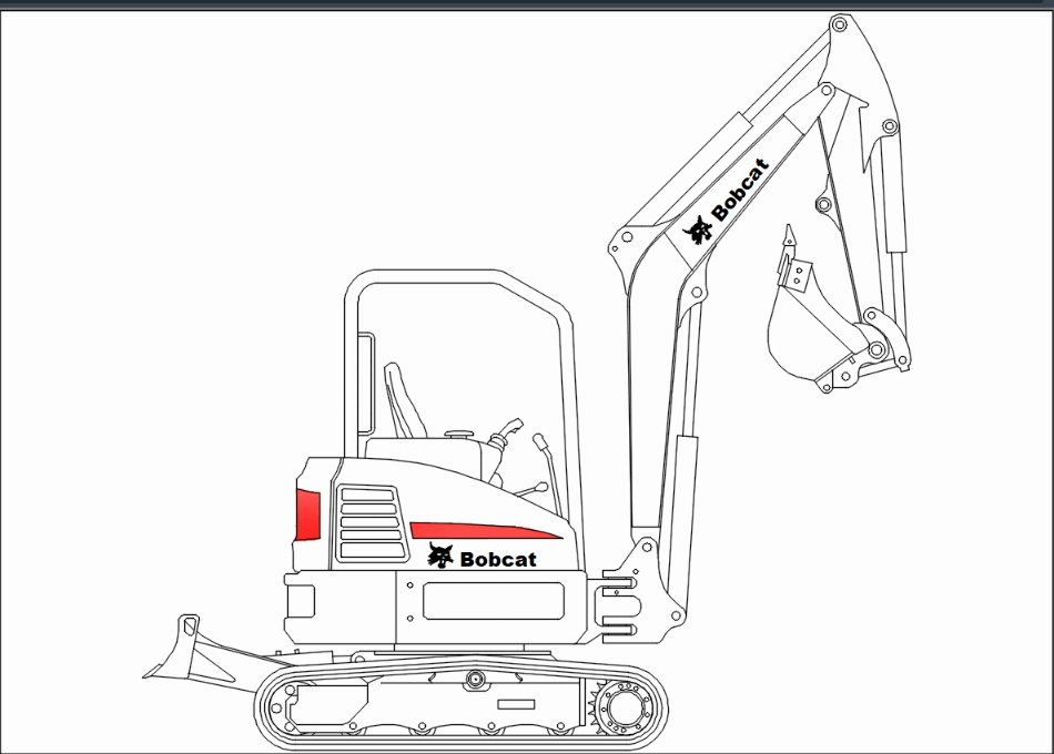 Bobcat miniexcavator in AutoCAD  Download CAD free 45.21 KB  Bibliocad