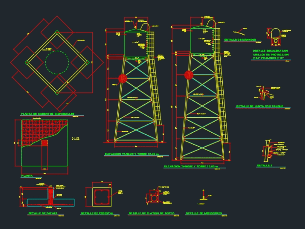 Elevated tank in AutoCAD | CAD download (388.06 KB) | Bibliocad