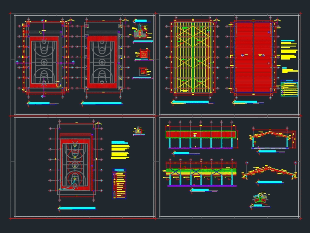 Cancha de basquetbol en AutoCAD | Descargar CAD ( KB) | Bibliocad