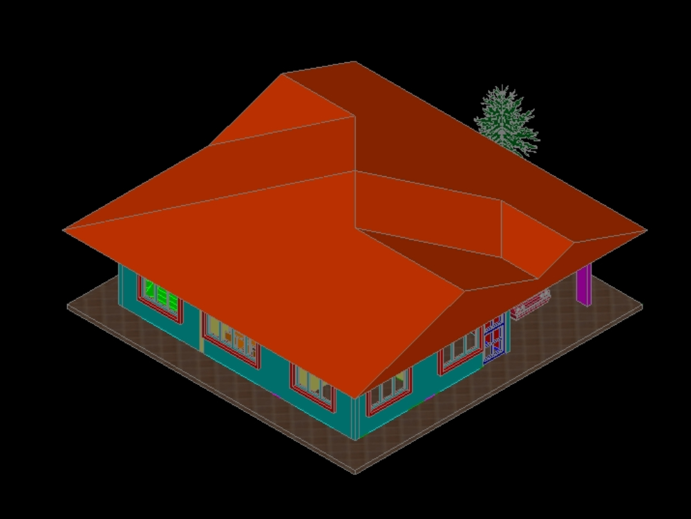 Landhütte in 3D.