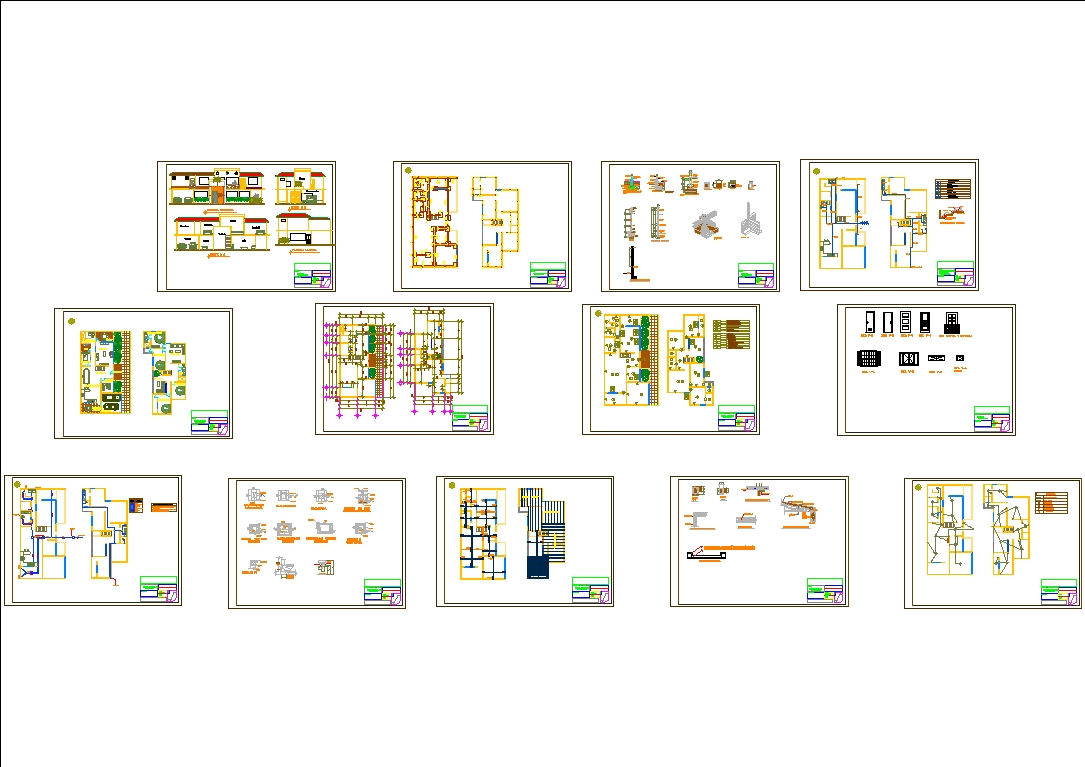 Juego de planos vivienda 2 niveles en AutoCAD | CAD (1.41 MB) | Bibliocad