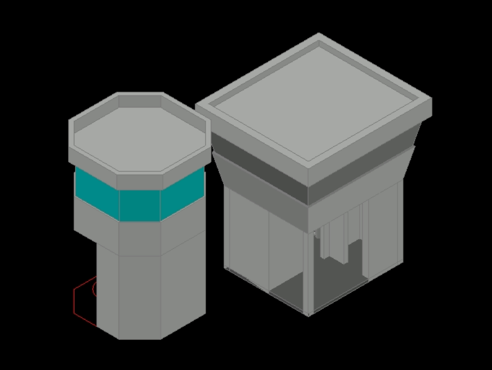 Sentry boxes in 3d.