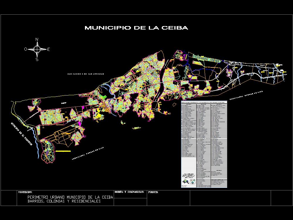 Map of ceiba, honduras.