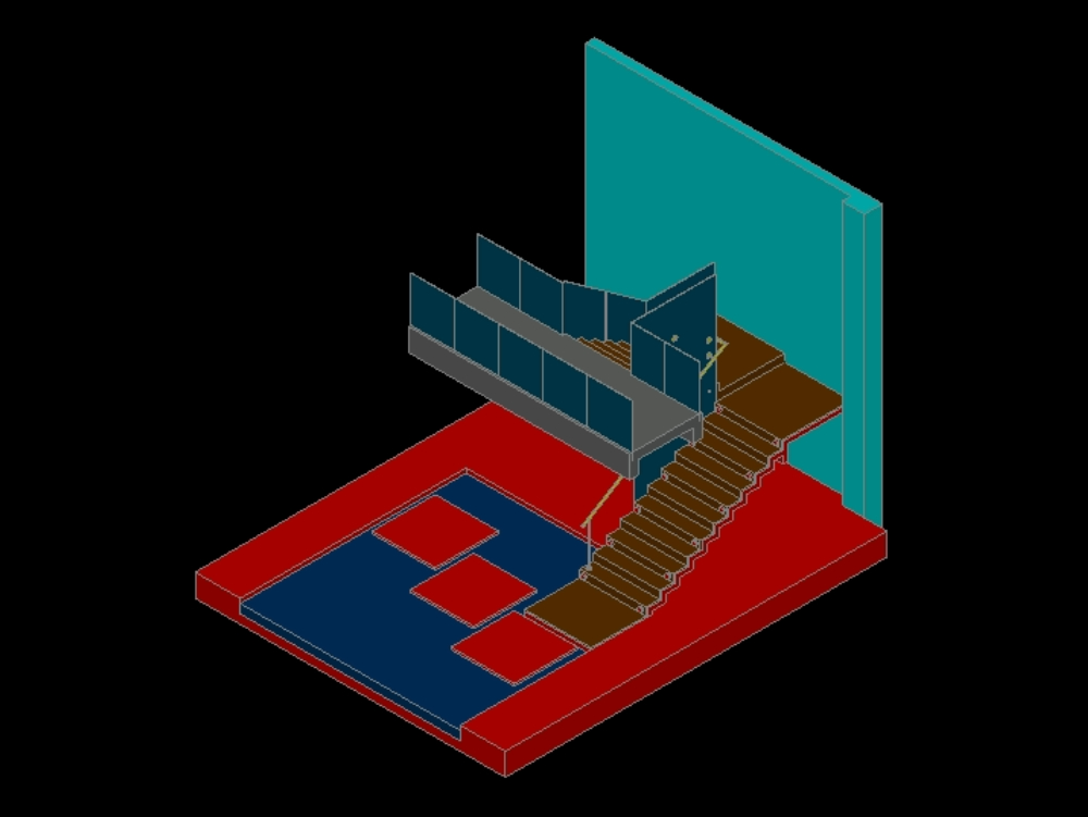 Staircase Plan Layout With 3D Elevation Drawing - Cadbull