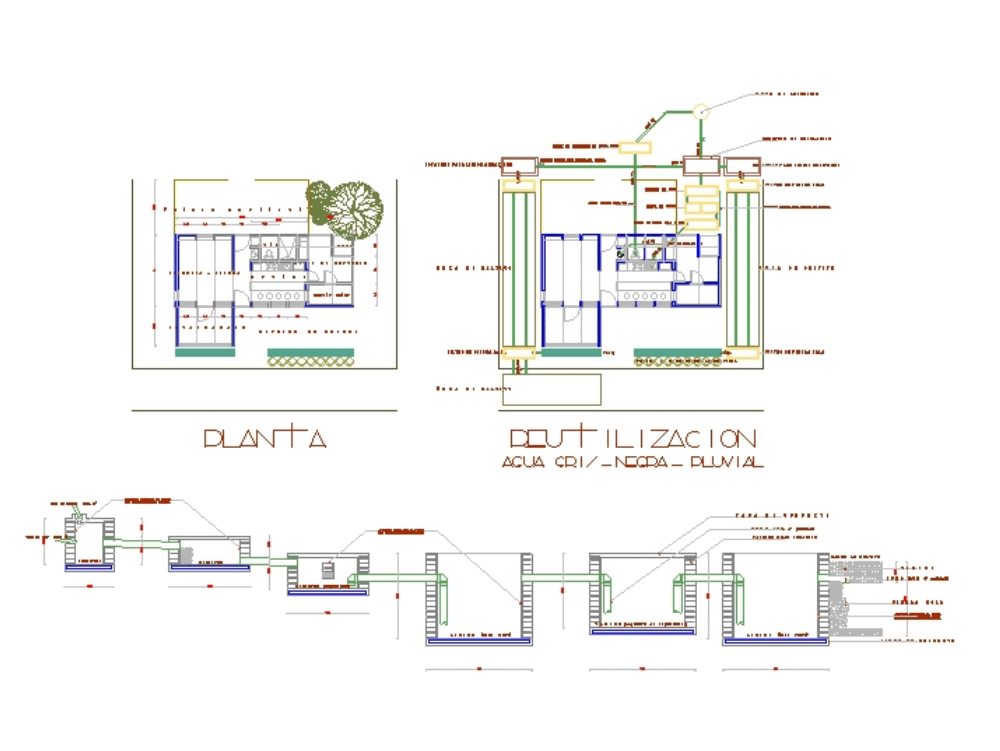 Sewage treatment plant in AutoCAD | CAD download (122.48 KB) | Bibliocad