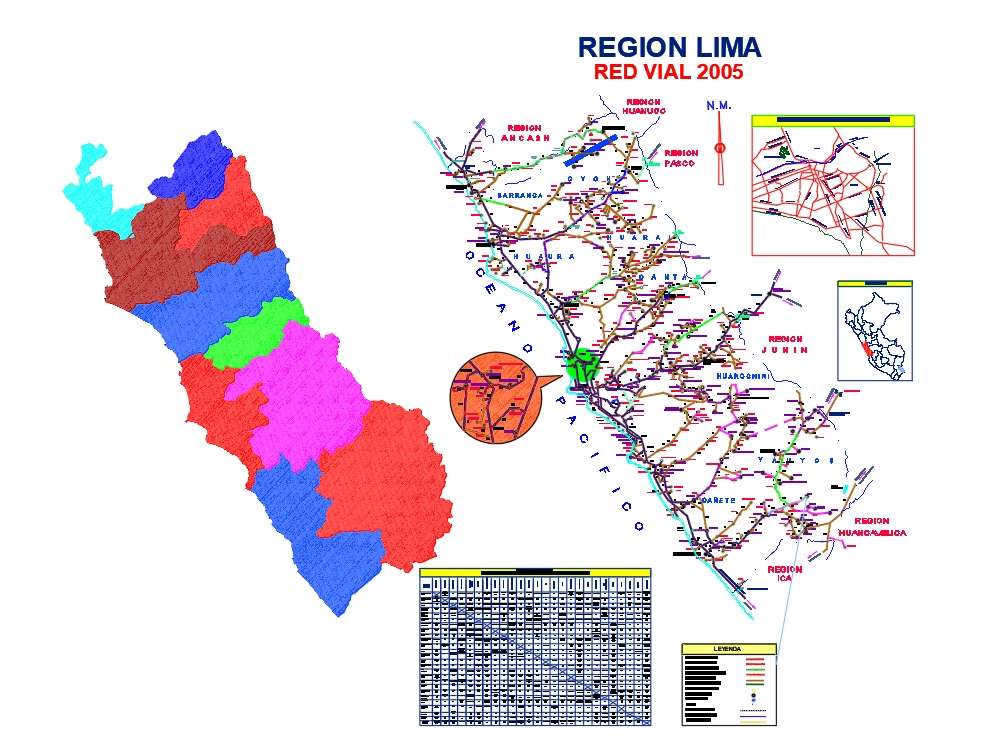 Carte routière de Lima - Pérou