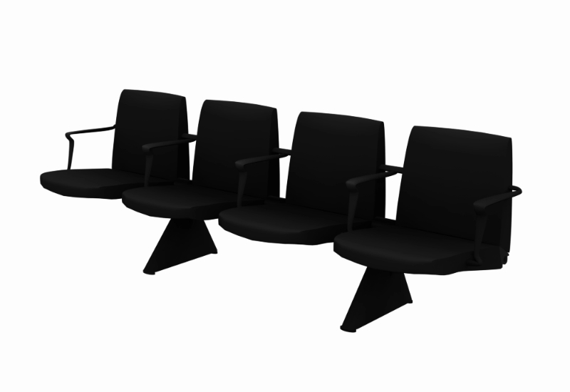 Airport, Waiting, Audiorium Chairs - - 4 Attached, Fixed Seats in 3d