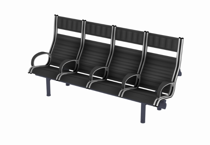 Airport, Waiting, Audiorium Sling Chairs - - 4 Attached, Fixed Seats in 3d